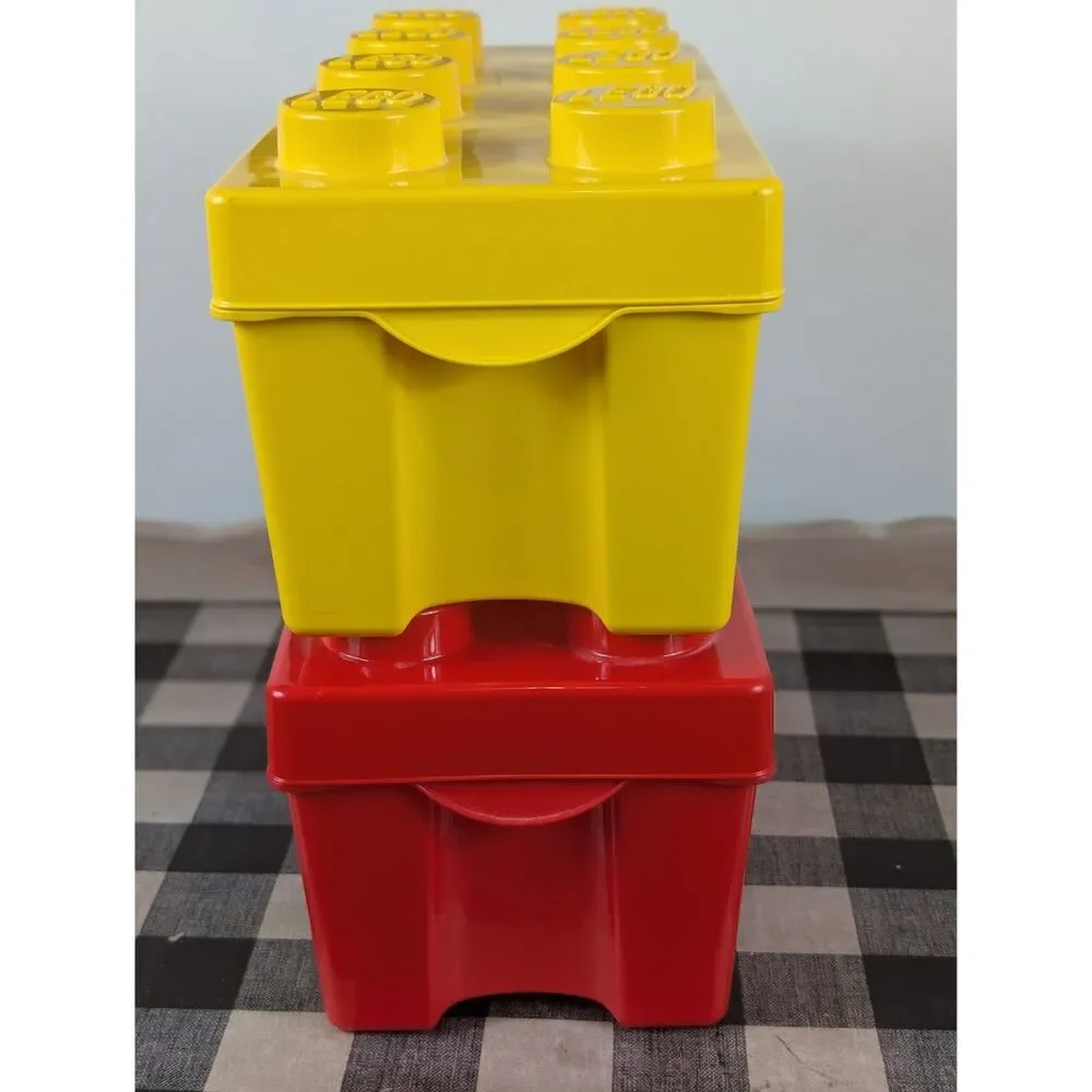 Y2K Lego Storage Containers Red/Yellow 14x6x6 Bundle of 2